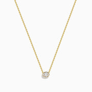 Lab Grown Diamond Oval Bezel-Set Solitaire Necklace in 14K Yellow Gold