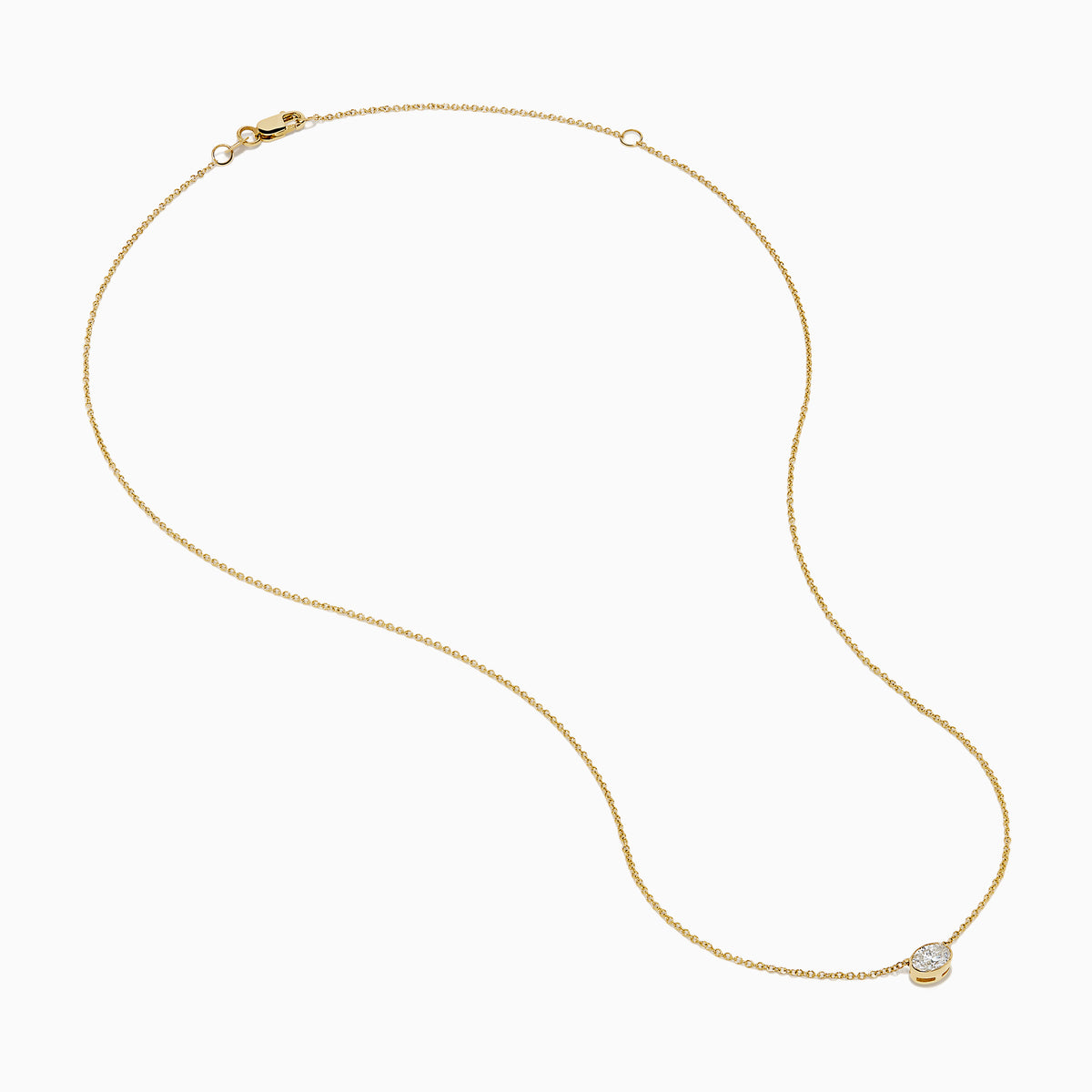 Lab Grown Diamond Oval Bezel-Set Solitaire Necklace in 14K Yellow Gold