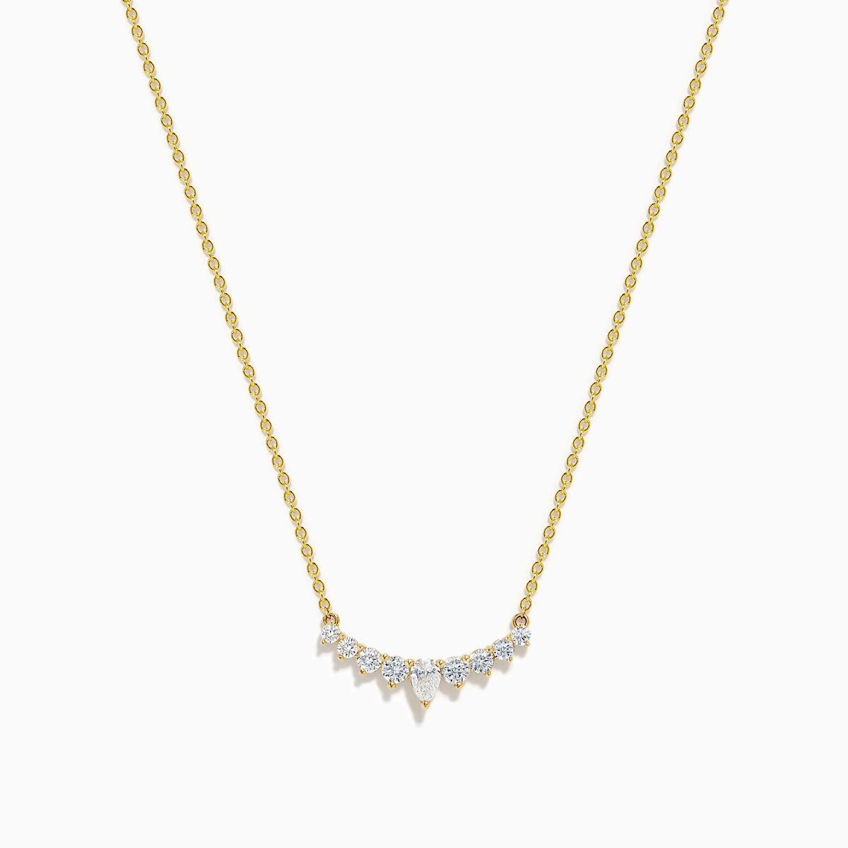 Lab Grown Diamond Graduated Curved Bar Necklace in 14K Yellow Gold