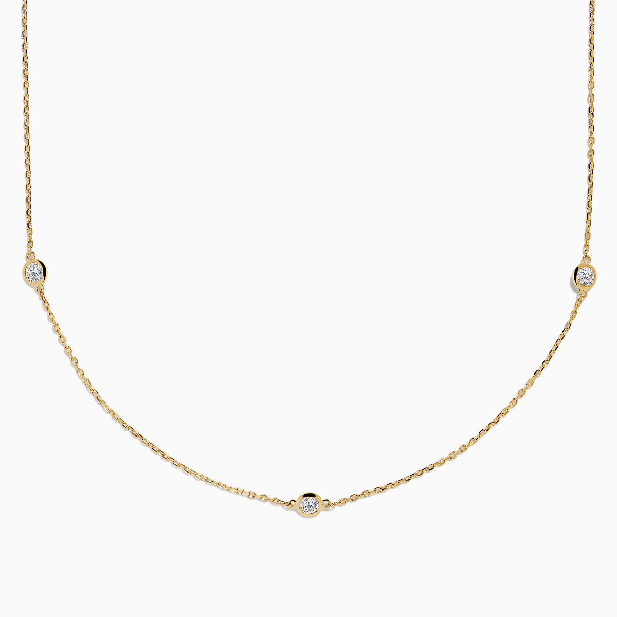 Lab Grown Diamond Bezel-Set Station Necklace in 14K Yellow Gold