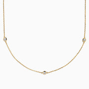 Lab Grown Diamond Bezel-Set Station Necklace in 14K Yellow Gold