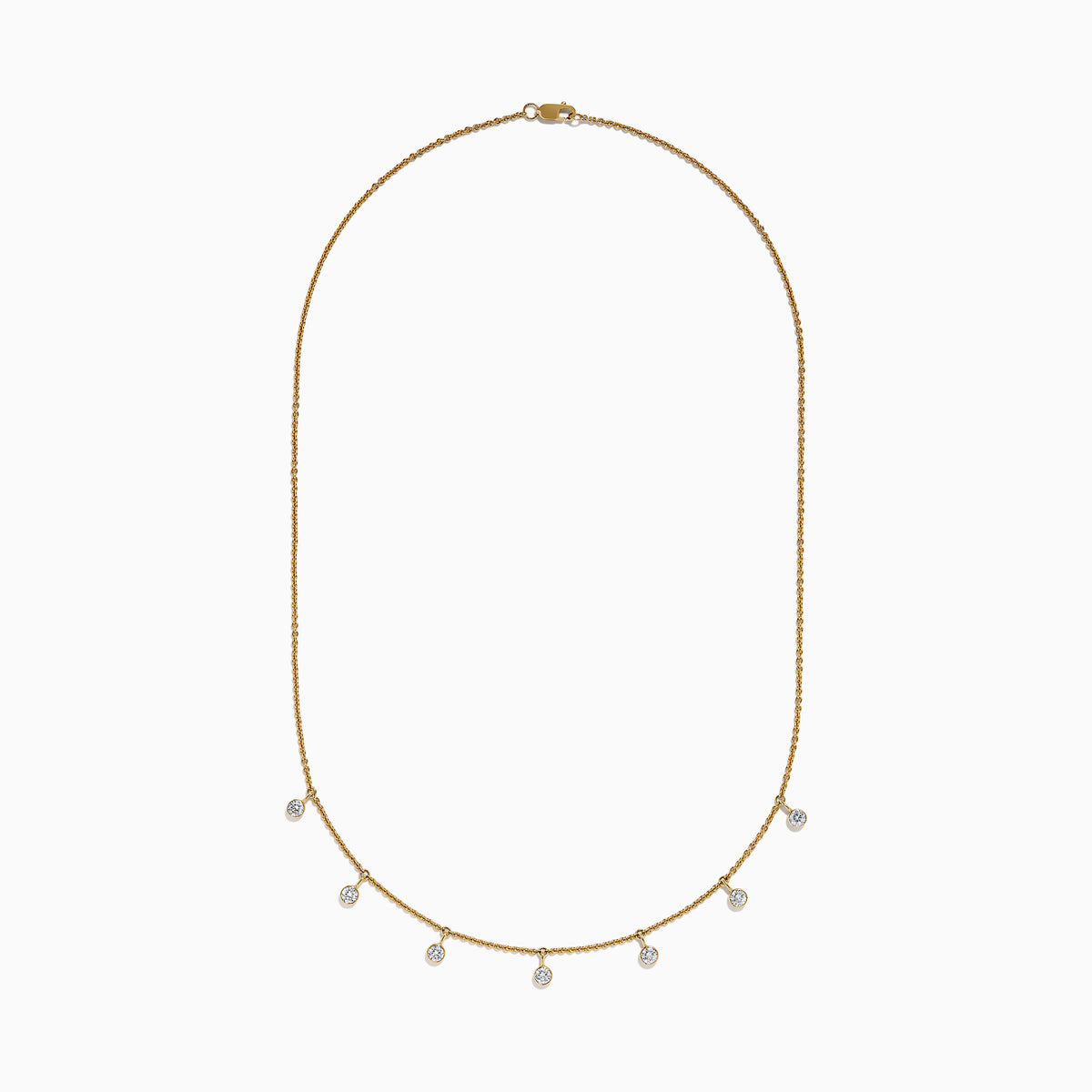 Lab Grown Diamond Bezel-Set Dangle Station Necklace in 14K Yellow Gold