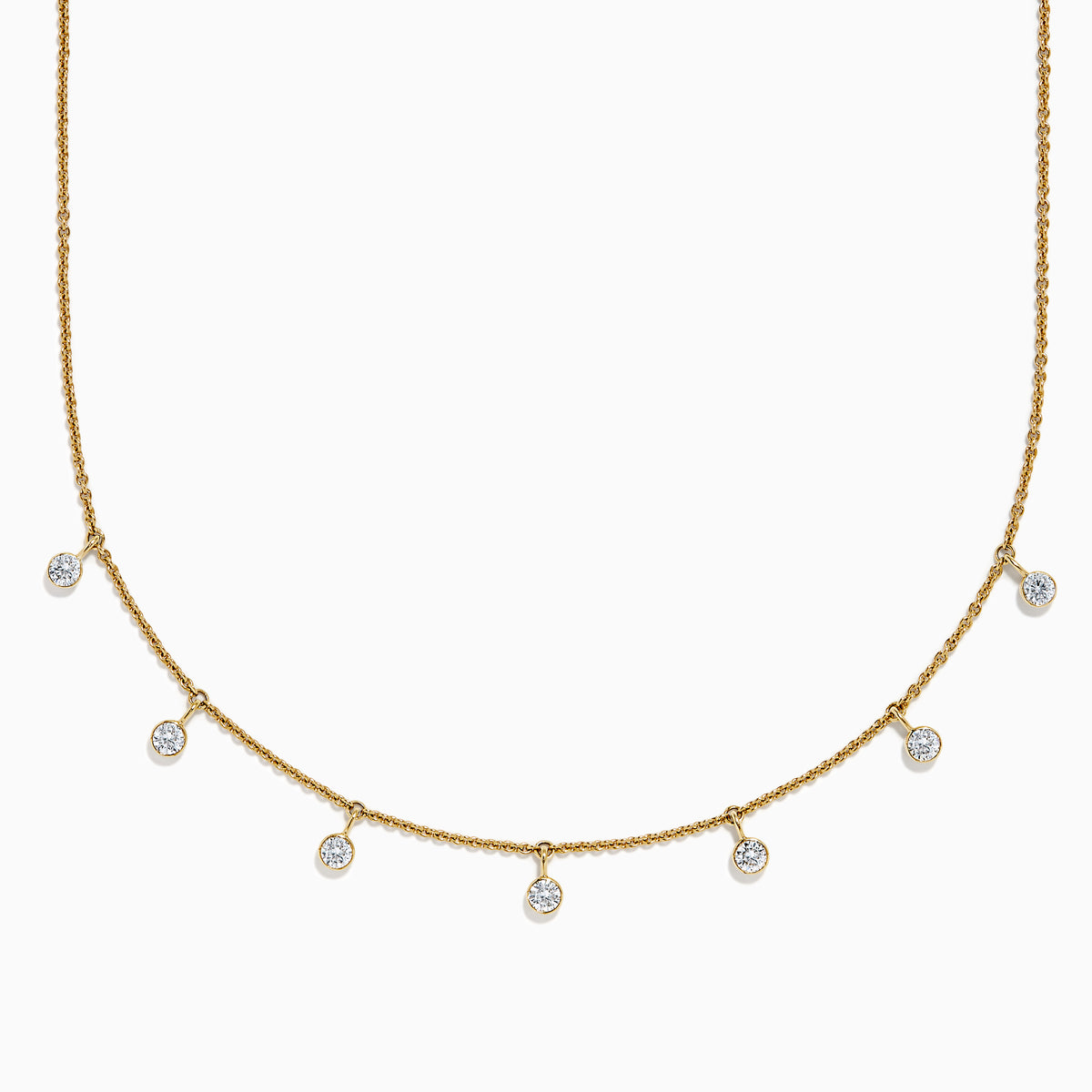 Lab Grown Diamond Bezel-Set Dangle Station Necklace in 14K Yellow Gold