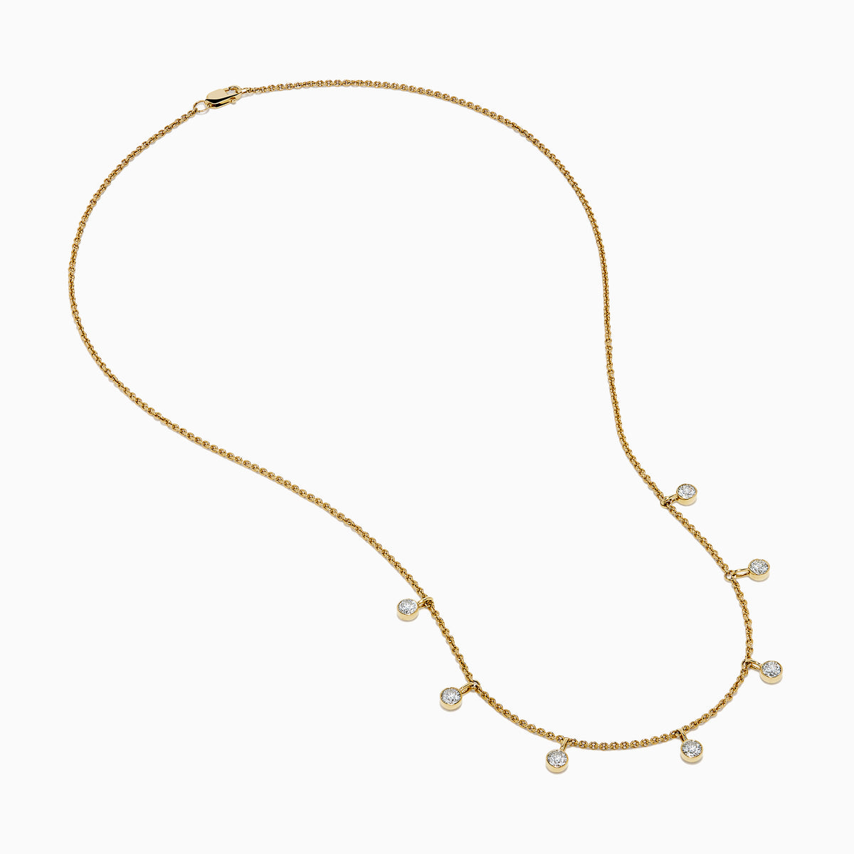 Lab Grown Diamond Bezel-Set Dangle Station Necklace in 14K Yellow Gold