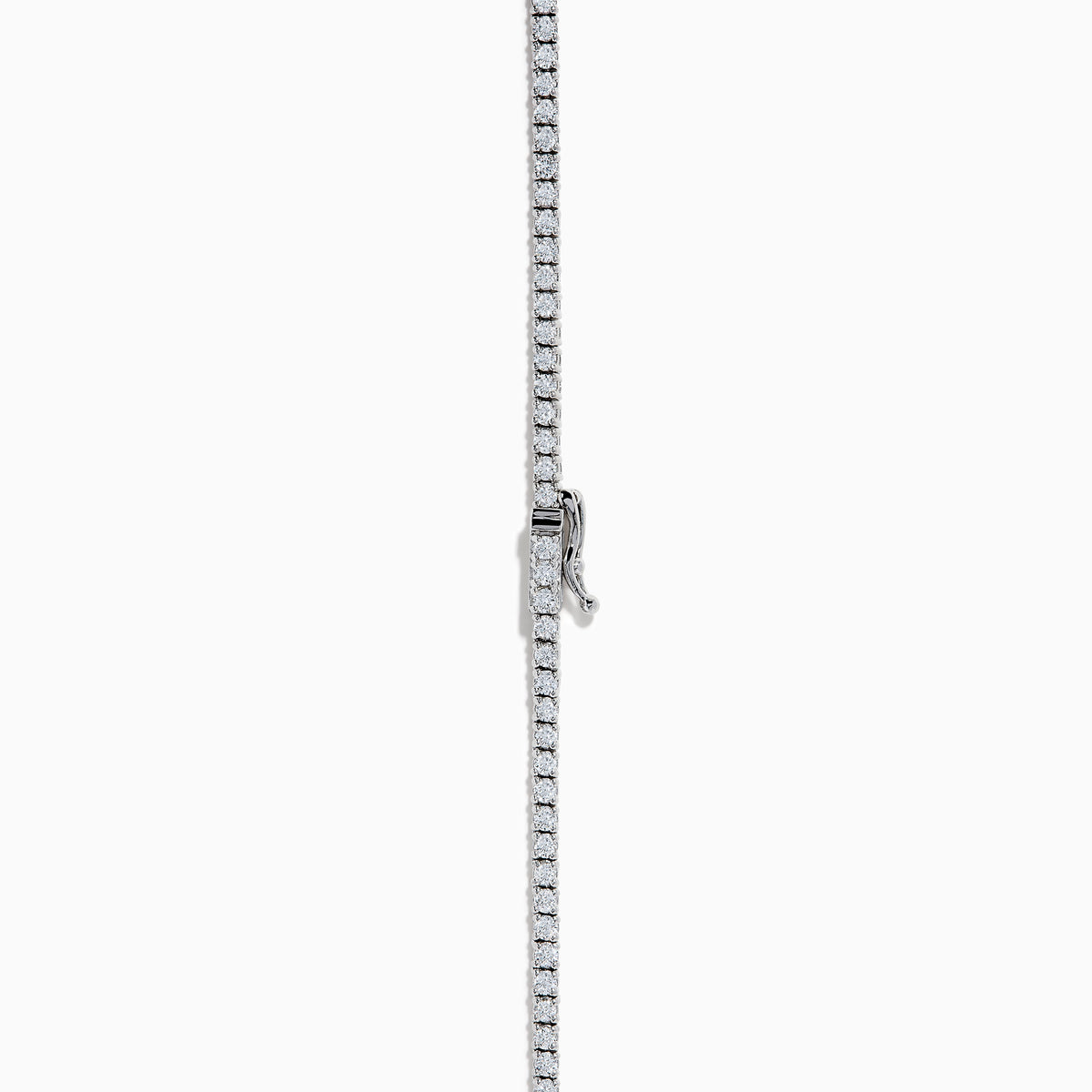 The Lab Grown Round Diamond 4.92ct Tennis Necklace in 14K White Gold features small, round lab-grown diamonds set in a continuous U-shaped line against a white background.