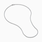 The Lab Grown Diamond 6.8ct Tennis Necklace in 14K White Gold features small, evenly spaced lab grown diamonds set in a thin, elegant chain and is displayed on a white background.