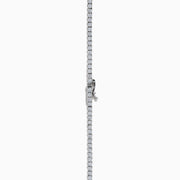 The Lab Grown Diamond 6.8ct Tennis Necklace in 14K White Gold features small, evenly spaced lab grown diamonds set in a thin, elegant chain and is displayed on a white background.