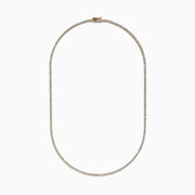 The Lab Grown Diamond 6.8ct Tennis Necklace in 14K Yellow Gold features a continuous line of round lab grown diamonds set in yellow gold, displayed against a white background.