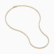 The Lab Grown Diamond 6.8ct Tennis Necklace in 14K Yellow Gold features a continuous line of round lab grown diamonds set in yellow gold, displayed against a white background.