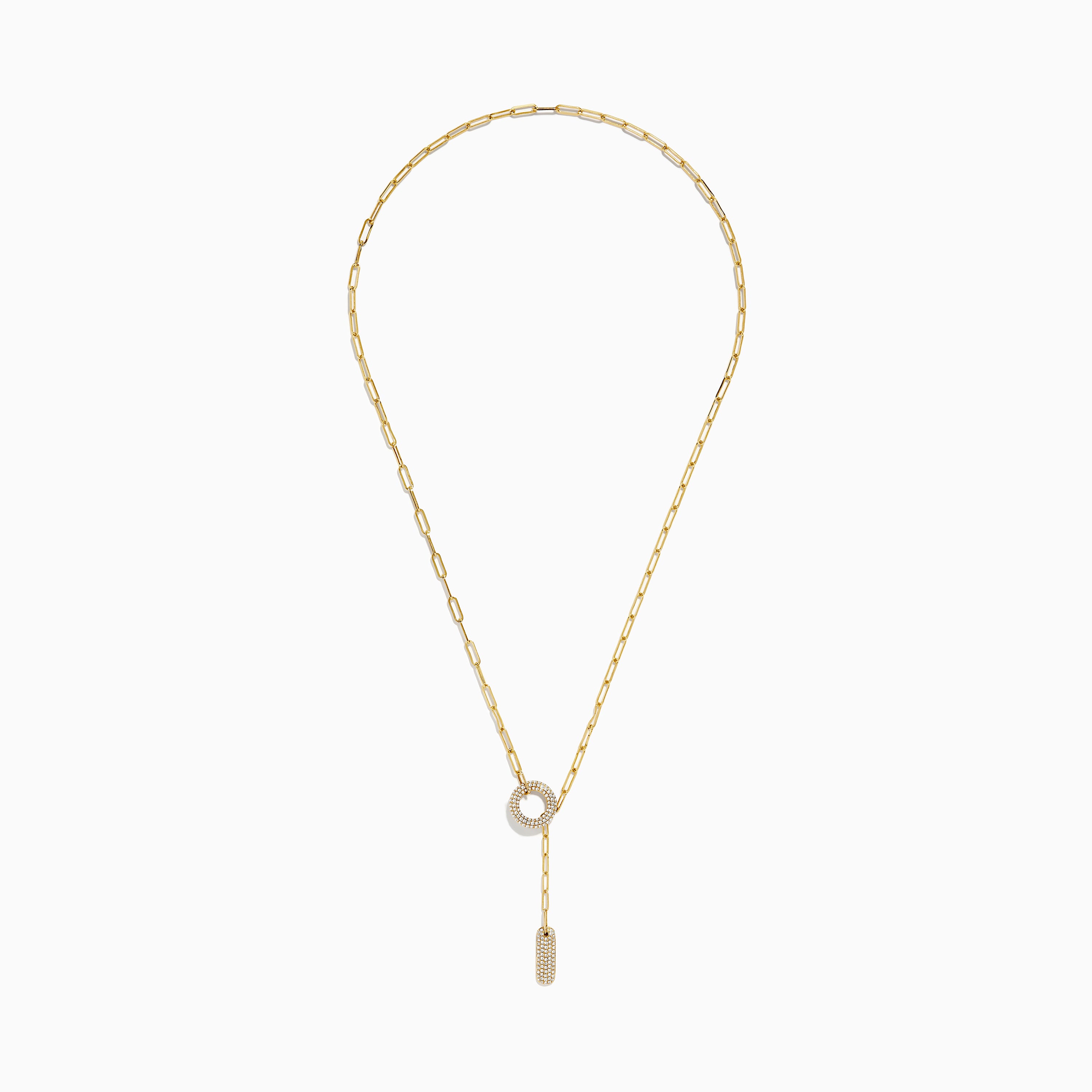 Effy D'Oro 14k Yellow Gold Paperclip Chain Diamond Necklace