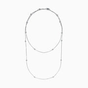 The 925 Sterling Silver Diamond 36 Inch Station Necklace features five small round diamonds evenly spaced along a delicate sterling silver chain, shown on a plain white background.