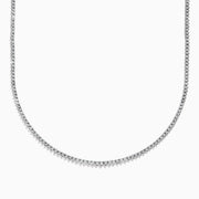The Pave Classica 14K White Gold Diamond Tennis Necklace 0.97 TCW features delicately set, evenly spaced diamonds in a classic line design, all crafted in 14K white gold and displayed on a plain white background.