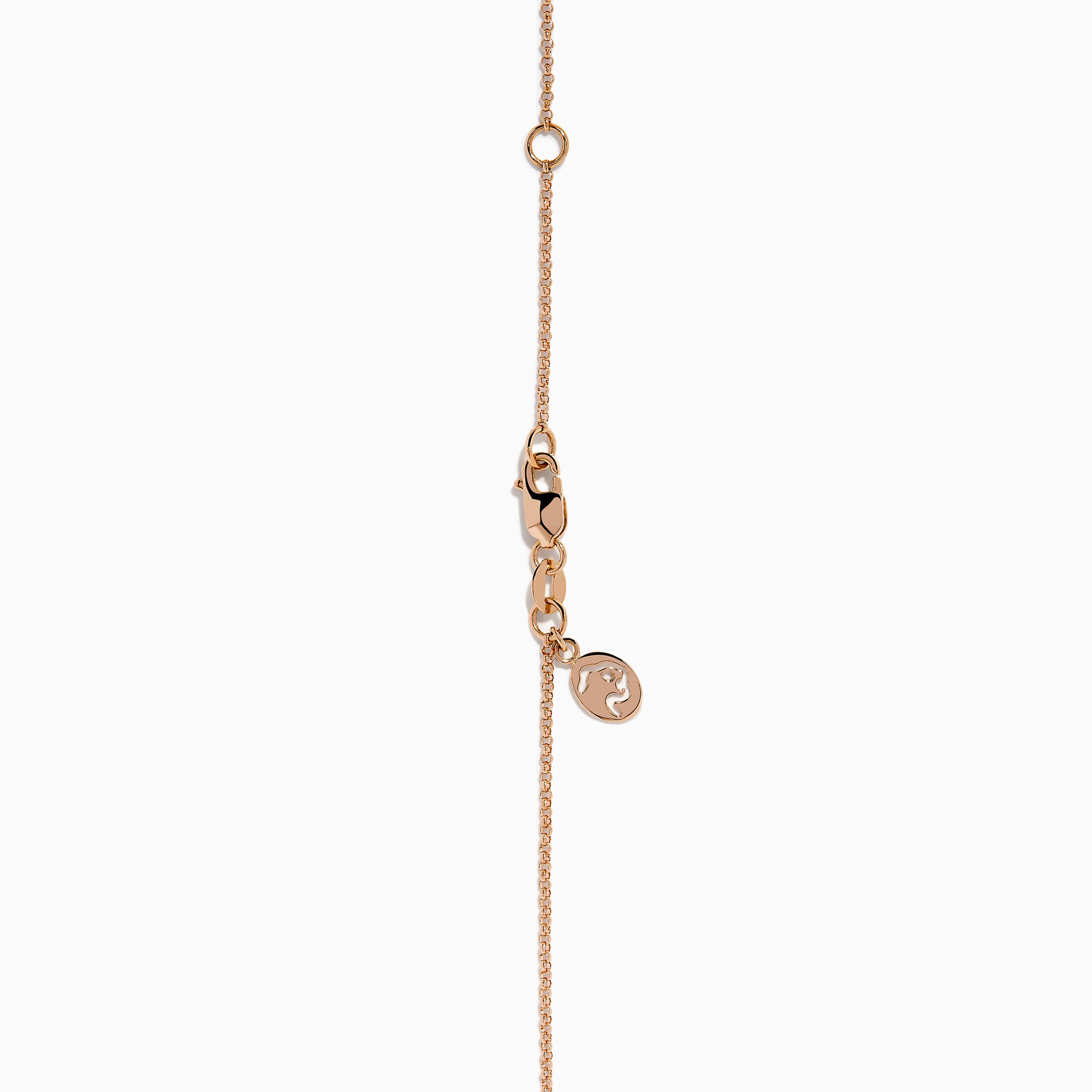 The Ruby Royale 14K Rose Gold Diamond and Ruby Hamsa Pendant features sparkling diamonds and a central ruby, showcased elegantly against a white background.