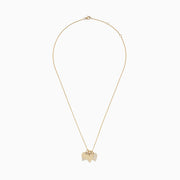 A delicate 14K yellow gold chain features the Novelty 14K Yellow Gold Diamond Hearts Pendant: three heart-shaped charms—two with sparkling diamonds, one in plain gold—offering a charming, elegant accent.