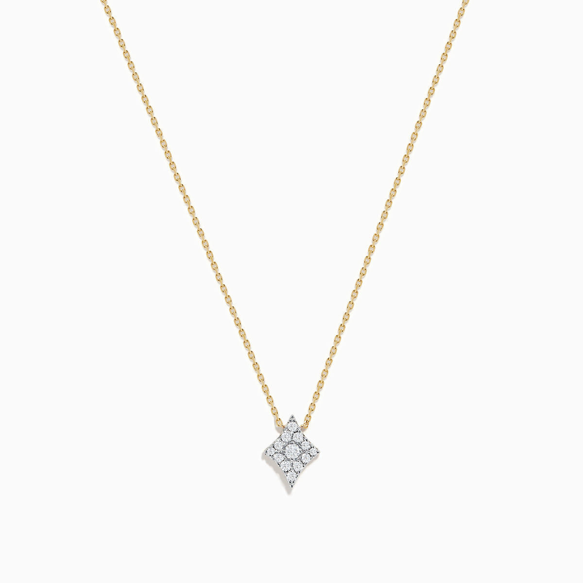 The Casino 14K Yellow Gold Diamond Diamonds Suit Necklace features a diamond-shaped pendant encrusted with sparkling diamonds, shown against a white background.