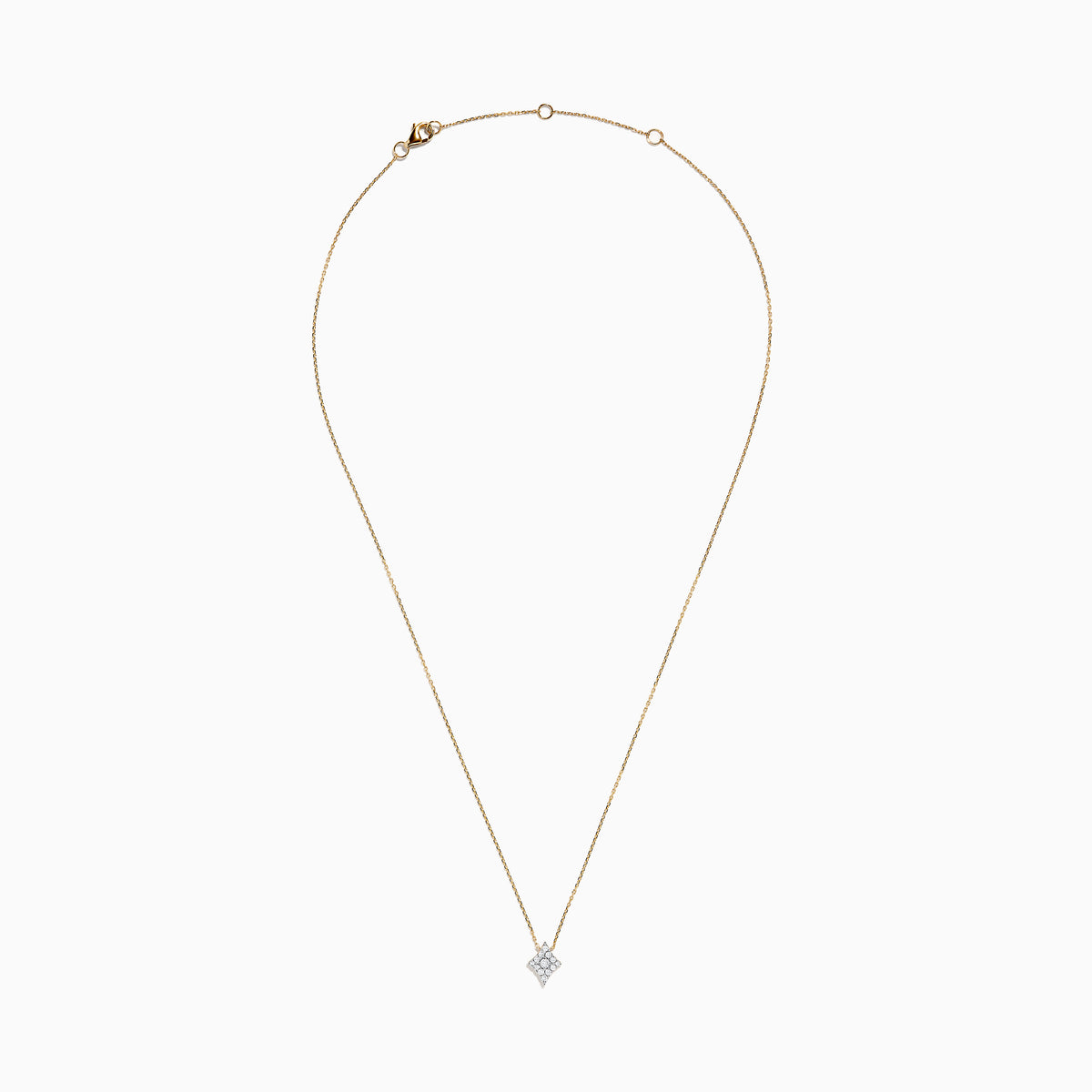 The Casino 14K Yellow Gold Diamond Diamonds Suit Necklace features a diamond-shaped pendant encrusted with sparkling diamonds, shown against a white background.