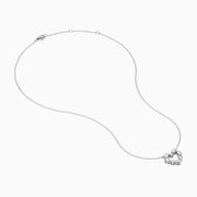 The Novelty 14K White Gold Multi Shape Diamond Heart Necklace features a heart pendant outlined with sparkling diamonds in various shapes, all set in elegant 14K white gold.