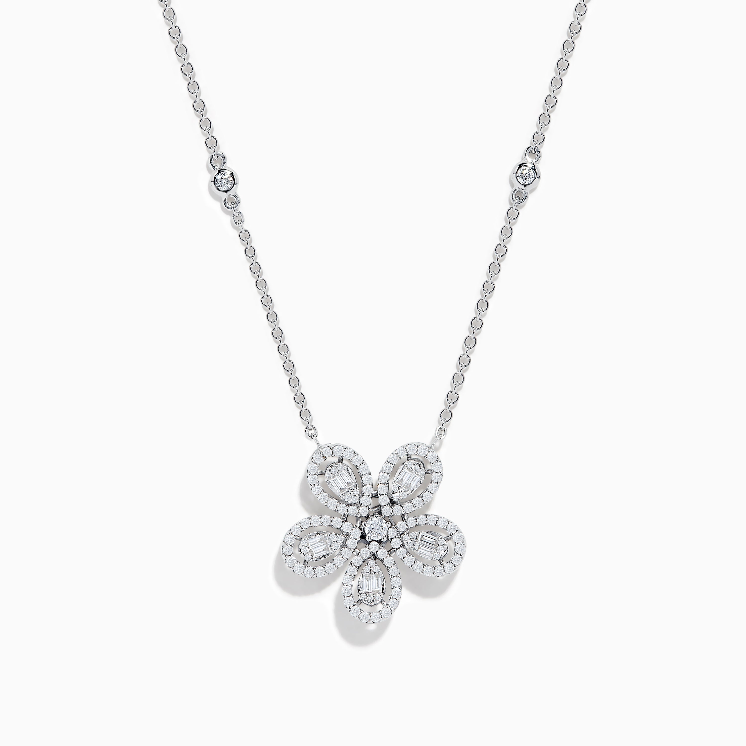Floral Metal Detailed Necklace - Off White, Gold