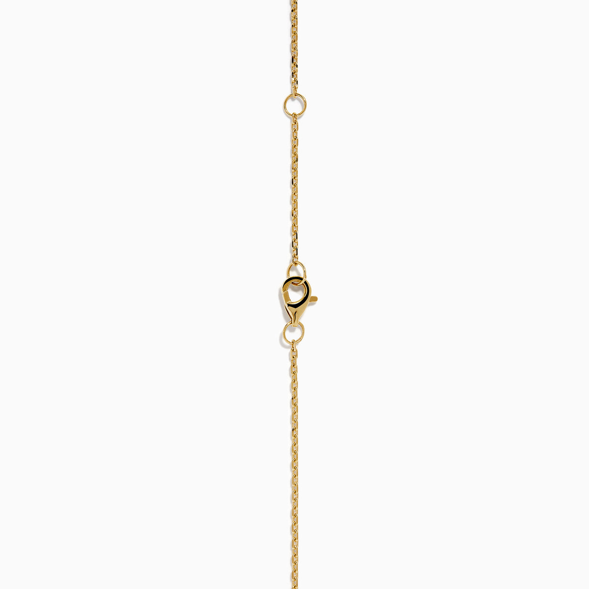The 14K Yellow Gold Multi Shape Diamond Illusion Set Halo Pendant features a rectangular emerald-cut center with a diamond halo and a chain accented by evenly spaced round diamonds.