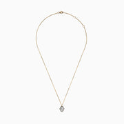 The Novelty 14K Yellow Gold Diamond Hamsa Pendant necklace features a diamond-studded Hamsa outlined in black on a gold chain, adding elegant sparkle to any look. Shown on a plain white background.