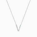 The 14K White Gold Diamond Initial V Pendant features a delicate white gold chain and sparkling diamond accents, shown on a plain white background.