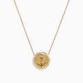 The Seaside 14K Yellow Gold Diamond Anchor Necklace features a round pendant with an anchor design, accented by sparkling diamonds and set on a fine, elegant chain.
