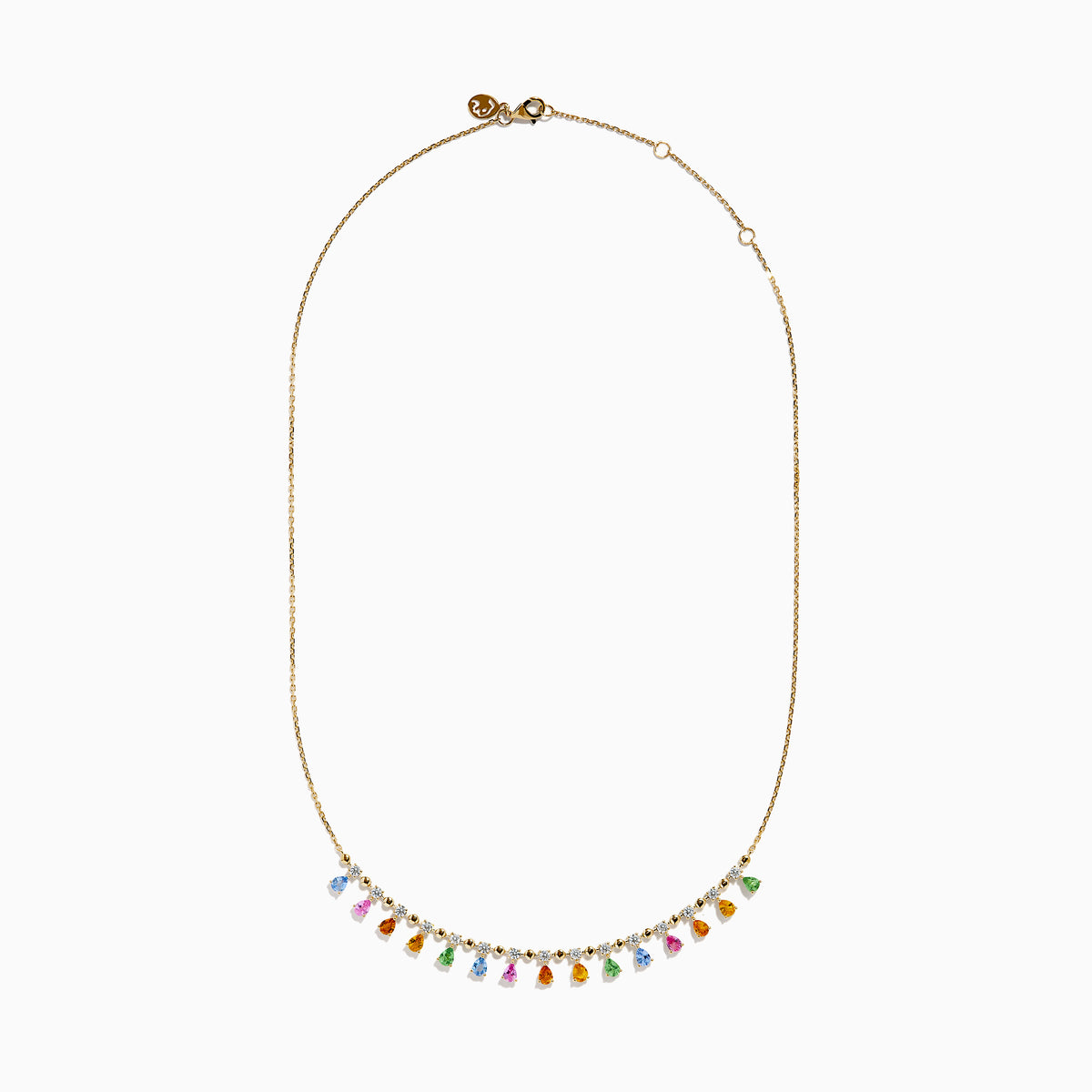 Watercolors 14K Yellow Gold Multi Sapphire, Tsavorite and Diamond Fringe Necklace