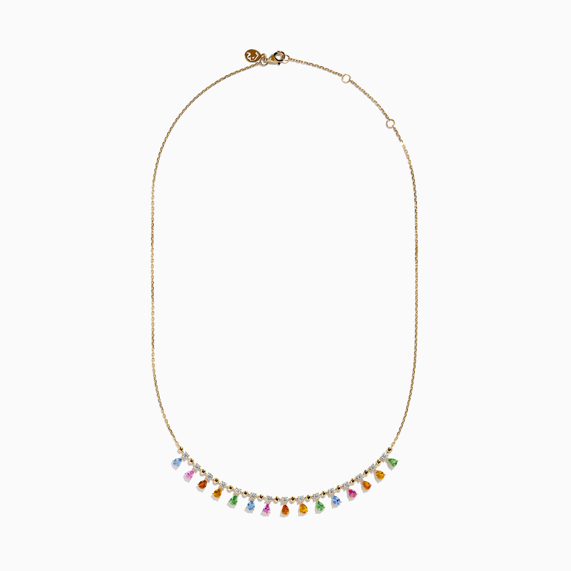 Watercolors 14K Yellow Gold Multi Sapphire, Tsavorite and Diamond Fringe Necklace