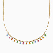 Watercolors 14K Yellow Gold Multi Sapphire, Tsavorite and Diamond Fringe Necklace