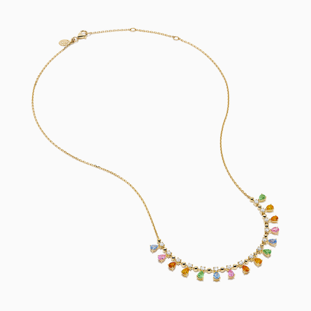 Watercolors 14K Yellow Gold Multi Sapphire, Tsavorite and Diamond Fringe Necklace