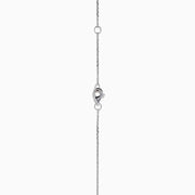 The 18K Tri-Color Gold Natural Yellow, Pink and White Diamond Circle Necklace showcases a round pendant with three rows of diamonds in pink, yellow, and white, displayed on a delicate silver chain against a white background.