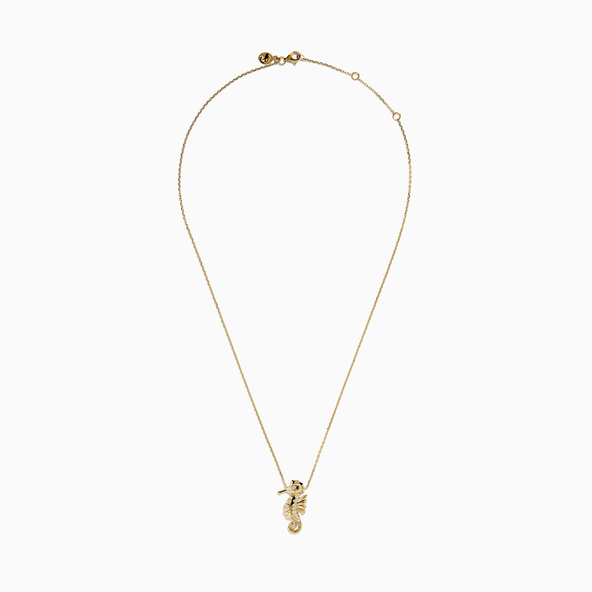 14K Yellow Gold Diamond Seahorse Pendant
