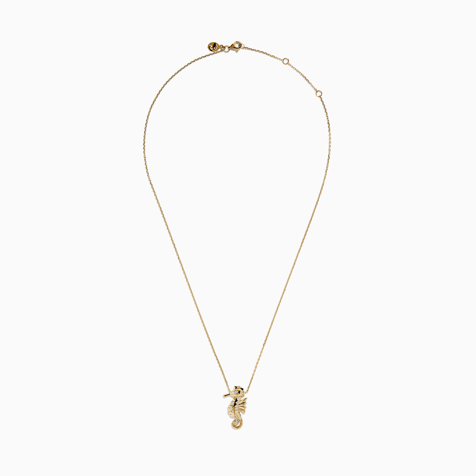 14K Yellow Gold Diamond Seahorse Pendant