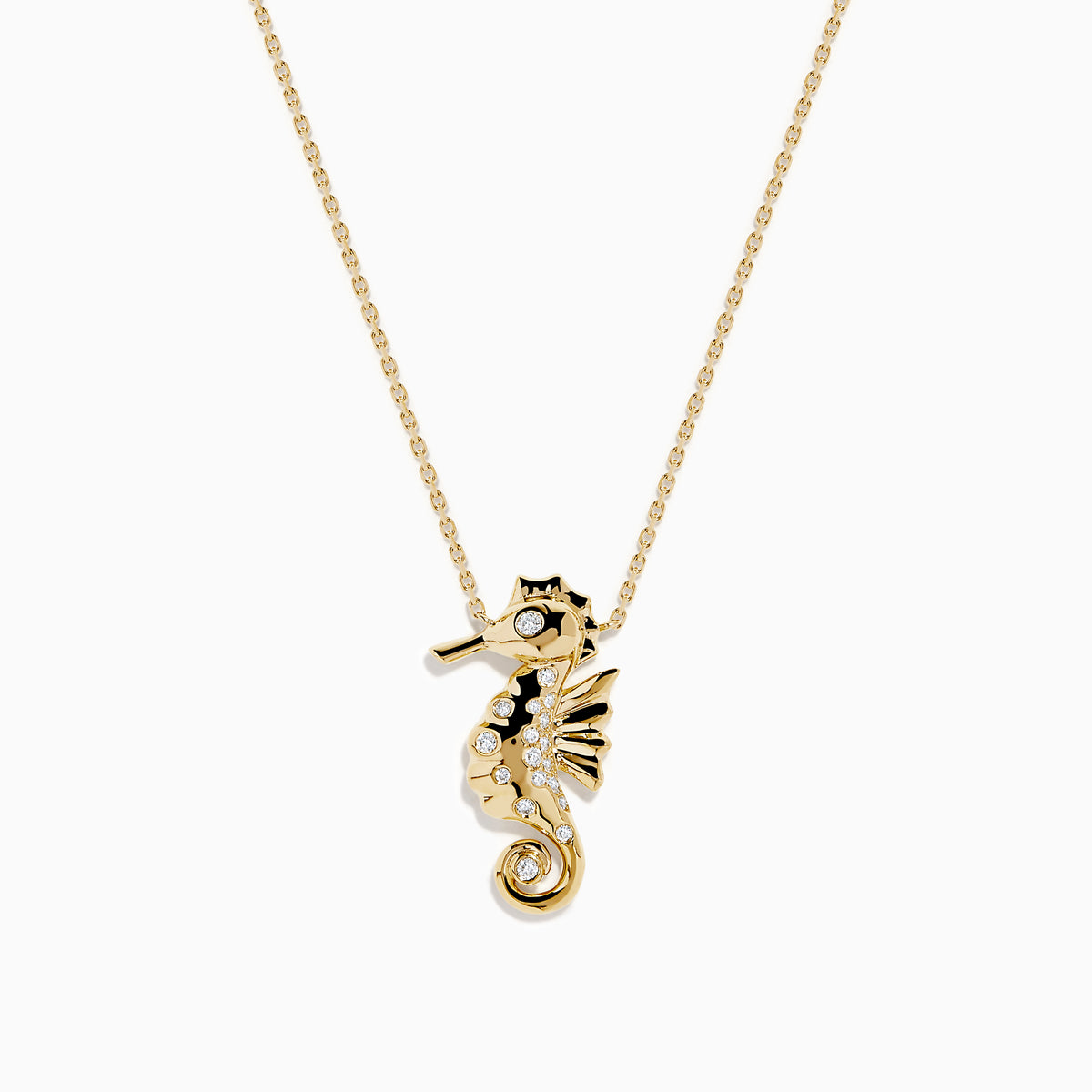 14K Yellow Gold Diamond Seahorse Pendant