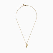 14K Yellow Gold White and Black Diamond Flamingo Pendant
