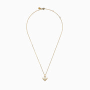 14K Yellow Gold Diamond Anchor Pendant