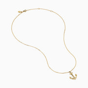14K Yellow Gold Diamond Anchor Pendant