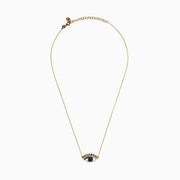 Watercolors 14K Yellow Gold Multi Sapphire and Diamond Evil Eye Necklace