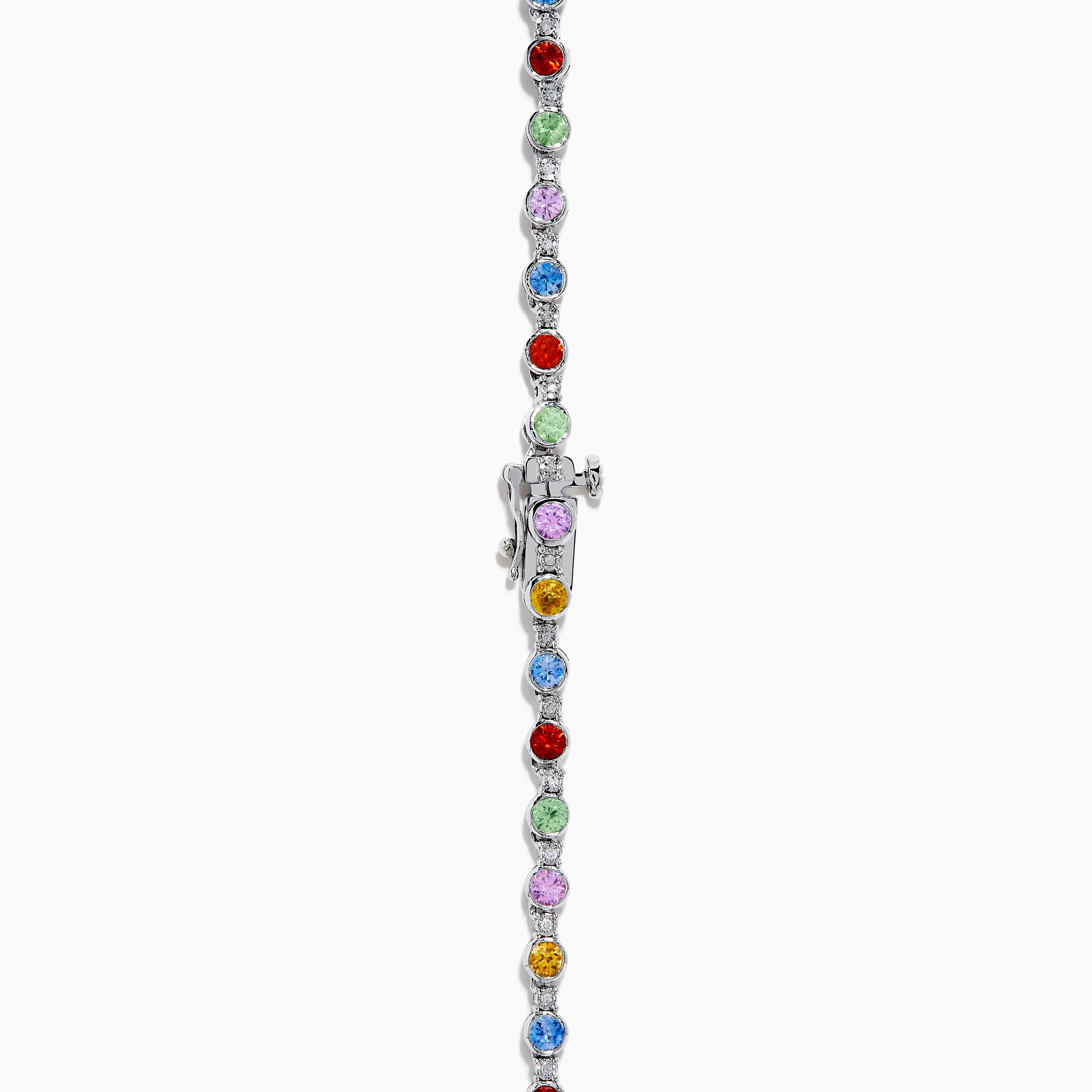 925 Sterling Silver Diamond and Multi Sapphire Tennis Necklace