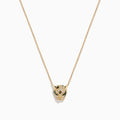 The Signature 14K Yellow Gold Diamond Panther Pendant features an animal head design adorned with sparkling diamonds and green gemstone accents, displayed centered on a plain white background.