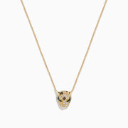 The Signature 14K Yellow Gold Diamond Panther Pendant features an animal head design adorned with sparkling diamonds and green gemstone accents, displayed centered on a plain white background.