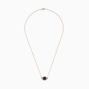 The Novelty 14K Rose Gold Blue Sapphire and Diamond Evil Eye Necklace features a blue sapphire center with sparkling diamonds, elegantly blending protection and style.