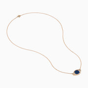 The Novelty 14K Rose Gold Blue Sapphire and Diamond Evil Eye Necklace features a blue sapphire center with sparkling diamonds, elegantly blending protection and style.