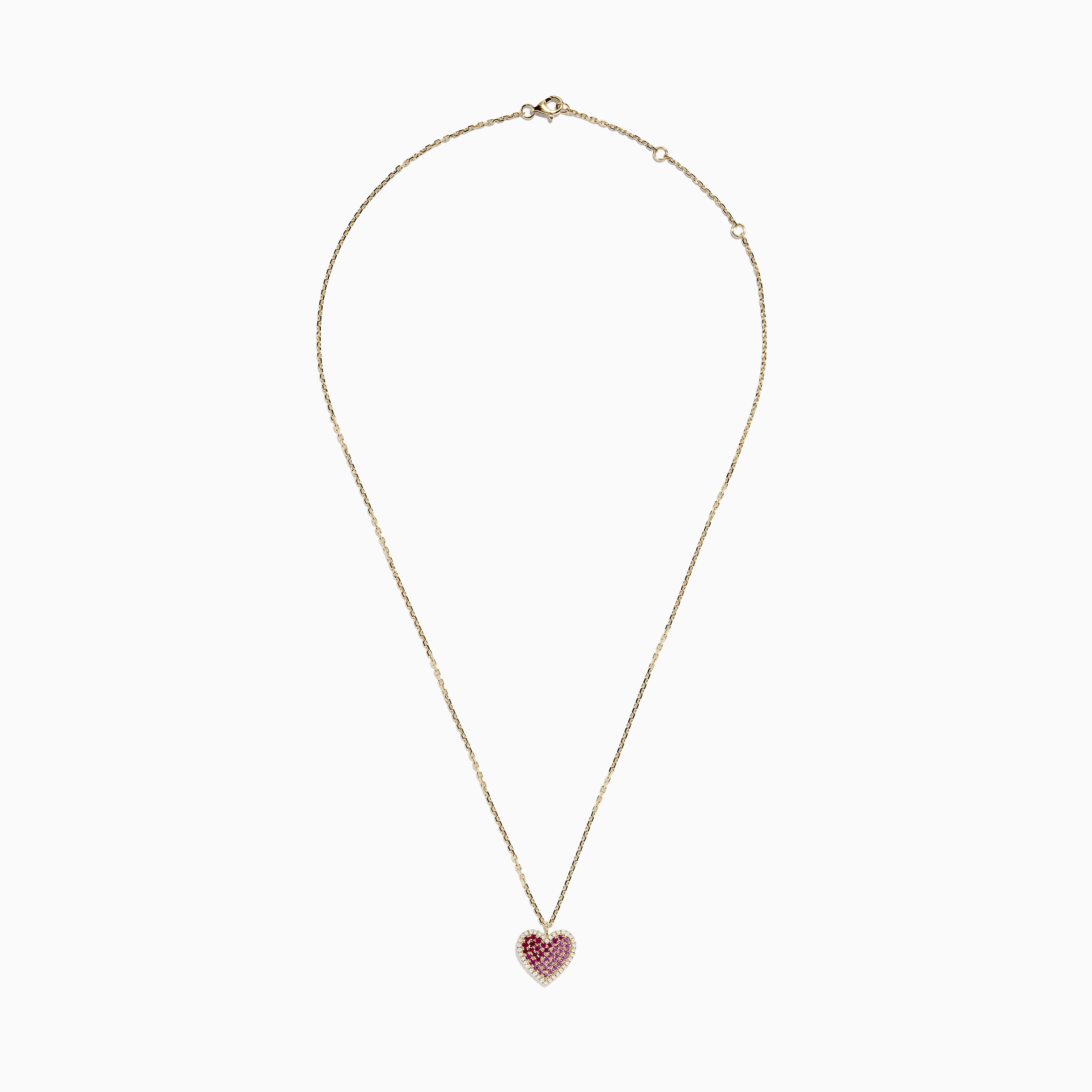 Effy 14K Yellow Gold Pink Sapphire, Ruby and Diamond Heart Pendant