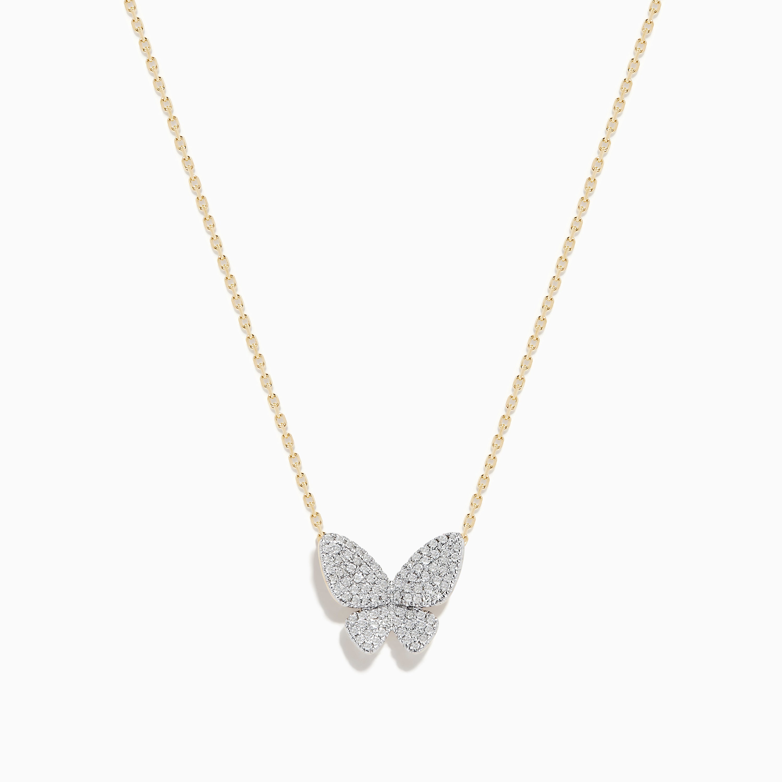Effy Nature 14K Yellow Gold Diamond Butterfly Necklace
