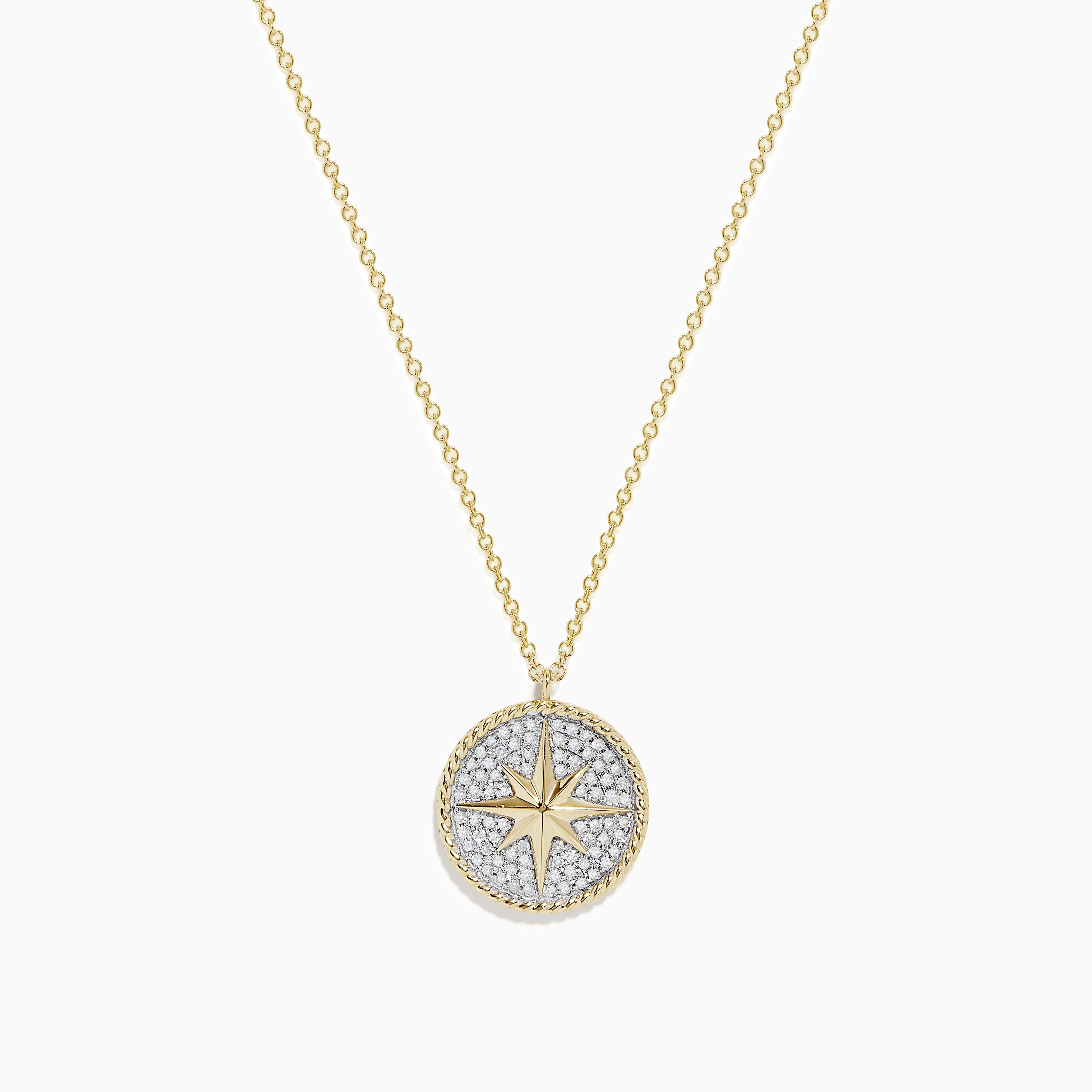 18 Karat Gold Compass Necklace with 3/8 Carat Total Weight – Noémie