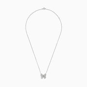 The 925 Sterling Silver Butterfly Necklace features a delicate butterfly-shaped pendant adorned with sparkling diamonds, beautifully displayed against a white background.