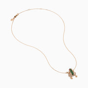 14K Rose Gold Tsavorite, Ruby and Diamond Frog Necklace