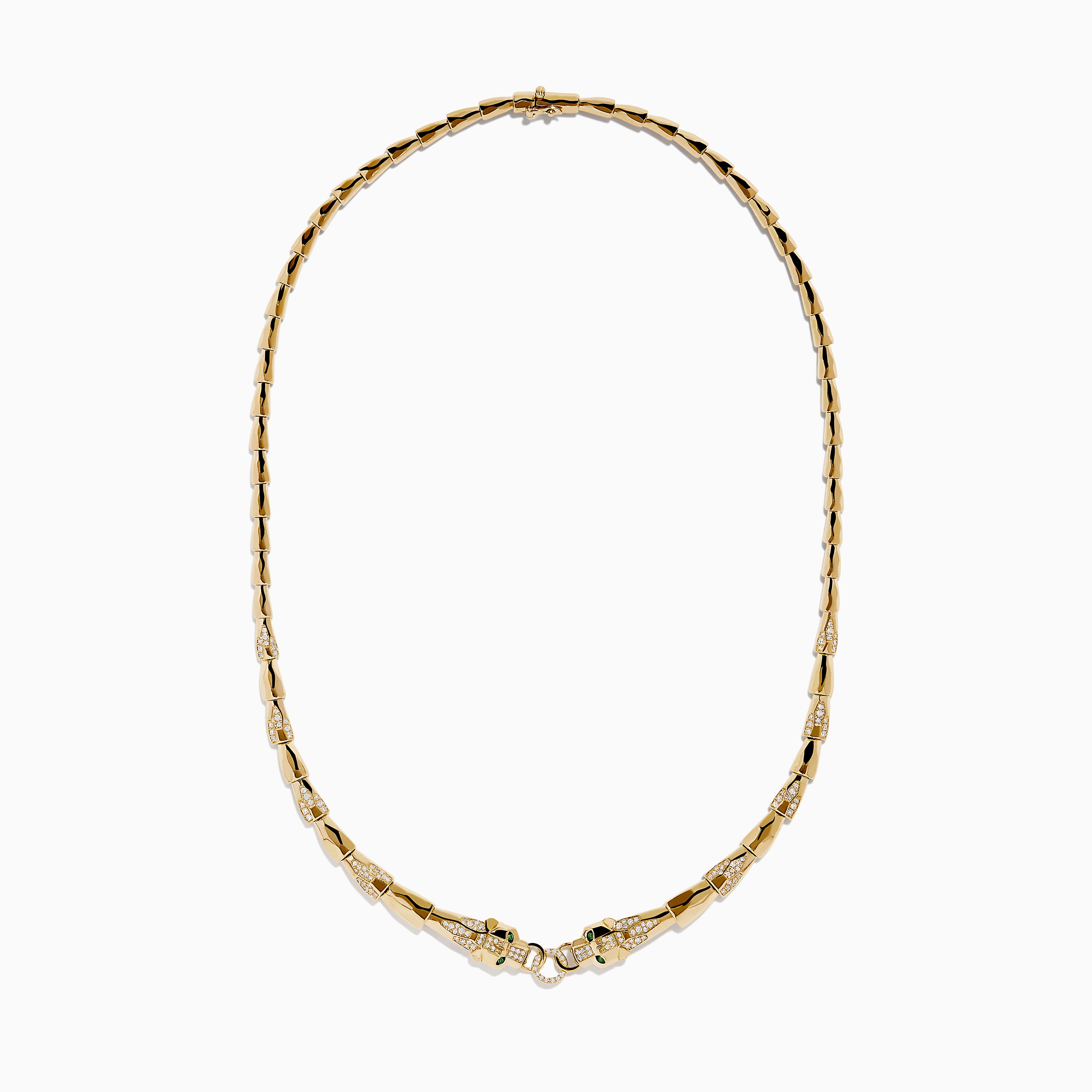 Signature 14K Yellow Gold Diamond and Tsavorite Panther Necklace