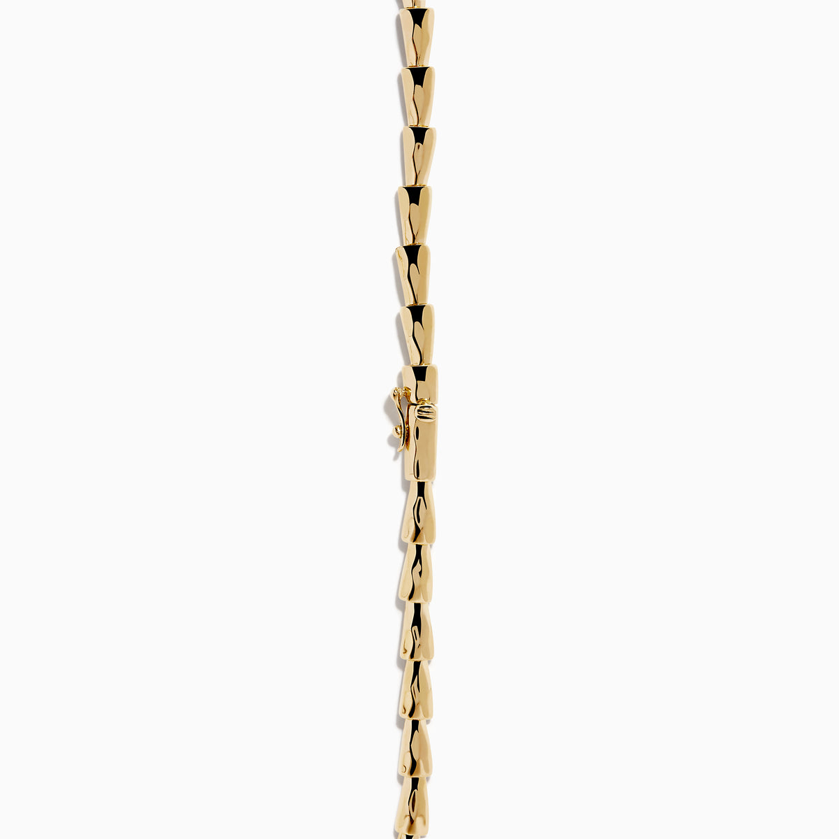 The Signature 14K Yellow Gold Diamond and Tsavorite Panther Necklace features angular links and two detailed panther head motifs with tsavorite eyes and diamond accents at the center, facing each other to form the clasp.